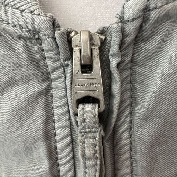 AllSaints Men's Size L Lows Bomber Jacket Light Gray 100% Cotton Contemporary - Picture 3 of 14